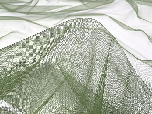 Tüll Stoff Meterware - 160 cm Breite - quer-elastischer, weicher Tüllstoff - Uni Deko Stoff (Grün)