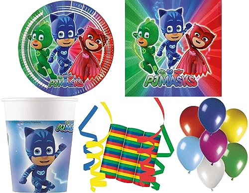 140-tlg. Set Kindergeburtstag Party Feier Fete Deko Motto kompatibel mit PJ Masks