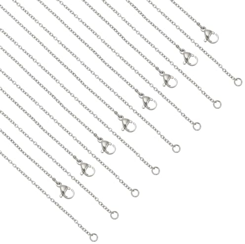 nbeads 20 Stränge 304 Edelstahl Kabel Kette Halsketten, 45cm Halsketten Ketten Schlangen-Ketten mit Hummerklauenverschlüssen für Anhänger Halskette DIY Herstellung