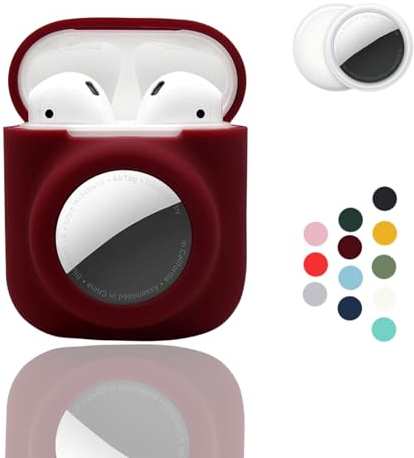 CAQAKA „【2 in 1 Schutzhülle, Kratzfest, sturzsicher, verlustfrei, kompatibel mit AirPods der 2./1. Generation und AirTag, weiche Silikonhülle für Jungen, Mädchen, Damen, Herren