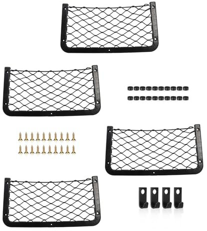 Apriciter 4 Pcs Storage Nets for Campervans, Elastic Van Storage Net Mesh Bag Holder with Plastic Frame for Car Van Motorhome Boat Storage Solutions Accessories 36 x 18cm
