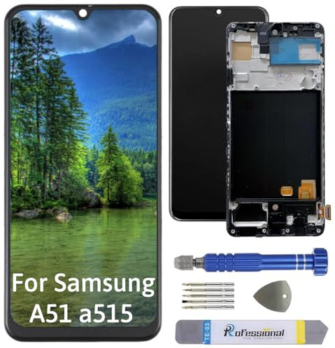 Int'x Ecran INCELL pour Samsung A51 - Ecran de Remplacement pour LCD - Écran Tactile de Haute qualité avec châssis - Outils de Remplacement d'écran supplémentaires - Noir