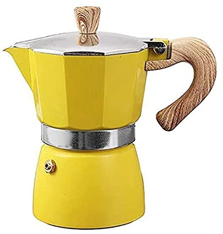 HWSY Olla de Aluminio con Filtro para cafetera Italiana Moka Espresso, 3 Tazas (Color: Amarillo, tamaño: 15x12x15,5 cm) (Amarillo 15x12x15,5 cm) Interesting