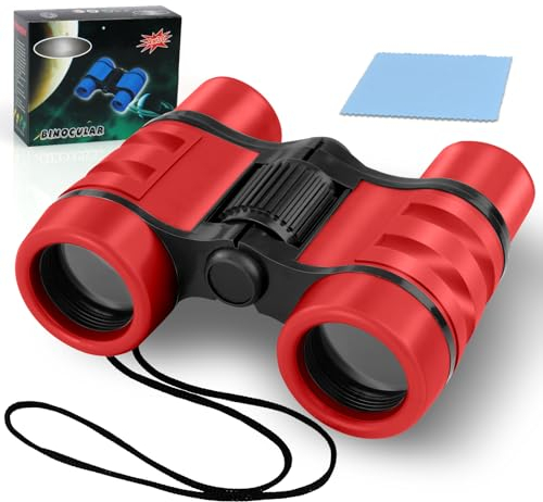 OSDUE Fernglas für Kinder, Spielzeug, Spielzeug, stoßfestes, für Jungen und Mädchen im Alter von 3–7Jahren, für Vogelbeobachtung, Jagen, Wandern, Geburtstagsgeschenke(Rot)