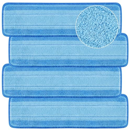4 PCS Replacement Mop Pads, Microfiber Cleaning Mop Compatible with Bona Mop, Washable & Reusable Mop Refill Pads for Hardwood Floor,18 Inch, Blue