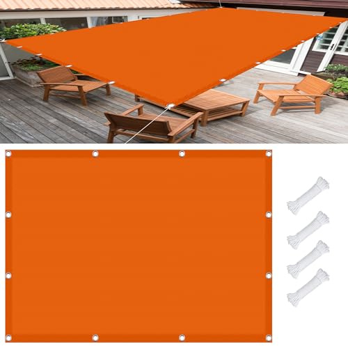 Sonnensegel Sonnenschutz Rechteckig 3.8 x 5.5 m, Wasserdicht 98% UV Schutz Sonnensegel mit öSen Nach Maß inkl Befestigungsseile für Garten Terrasse, Orange