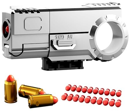 HNSYPX Fidget Soft Bullet Guns Toy +20 Weiche Kugel,Kreativ Anti Stress Spielzeug EDC Mini Zum Mitnehmen,Antistress Spielzeug Material Legierung Multifunktionell Modisch (Silver)