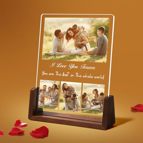 NIBESSER Placa Spotify Personalizada Lampara Personalizada con Foto de Metacrilato Con Luz y Base de Madera Opcionales Regalo Personalizado para Pareja Aniversario Novio Amigos Familiares