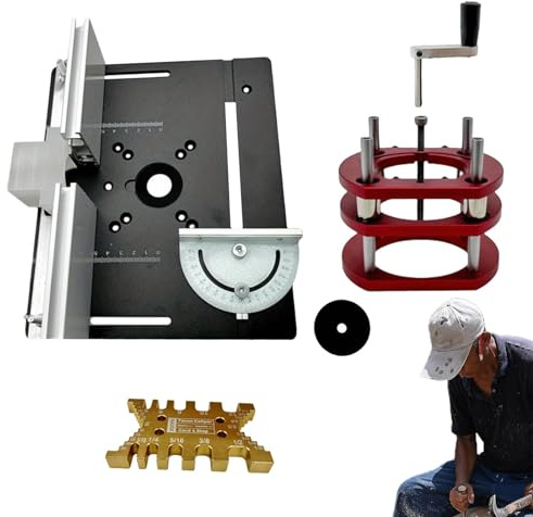 Precision Router Lift - Manual Lifting Router Lift System Kit | Manual Lifting Kit Table Saw Insert Base Plate for Slotting, Trimming, Chamfering