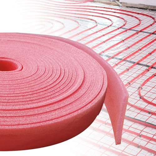 Randdämmstreifen, Randdämmstreifen Selbstklebend für Ausgleichsmasse 50mm x 5mm x 10m, Randdämmung Behnfugenband für Fußbodenheizung Estrich Abdichtung