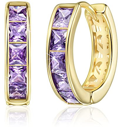 Linawe Lila Creolen Gold Schmuck, Helix Piercings Ohr Ohrstecker, Kleine Creolen Ohrhänger, Vergoldet Damenohrringe Hypoallergene