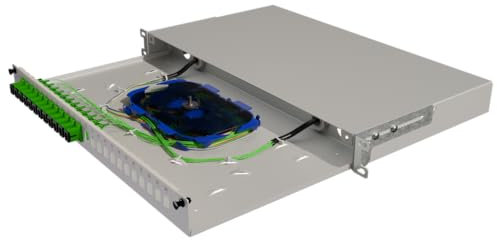 Stalflex Montaje en Rack Caja de Distribución de Fibra Óptica Eco 19 Pulgadas 1U 24x Duplex LC/PC - Fácil Organización de los Cables de Fibra Óptica - Fabricado en Acero