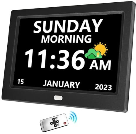 LXBYJKJ Digitale Uhr mit Tag und Datum für ältere Alzheimer-Uhr, anpassbare Alarme, 3 Anzeigemodi, große Schrift, Wecker für Senioren, automatische DST, 25,4 cm