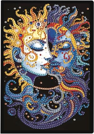 LYEAA 50 Seiten, speziell geformt, buntes Muster, Bohrer, Malerei, kabelloses Streifen-Tagebuch, Buch, 5D-DIY-Mosaik-Notizbuch