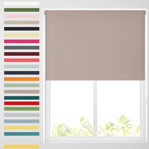 Barnes Blinds - Blackout Roller Blinds for Windows, Custom Cut to Size - Black Out Thermal Fabric Durable Fittings Easy Fit - Roller Blind (Pebble 61cm)