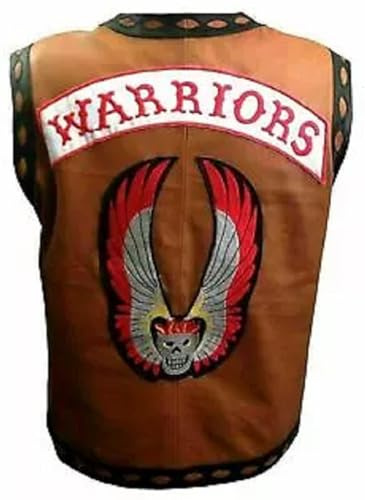 ZM ATTIRE Guerriero in vera pelle gilet film moto pilota Halloween costume, Marrone - Vera Pelle, XXL