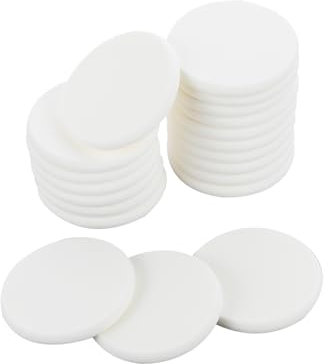 Jeffded Lot de 20 éponges de maquillage rondes blanches pour le visage, les yeux, le fond de teint, la poudre pour tous les types de peau, double usage humide et sec