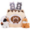 OUOZZZ Cat Plush Toy Set Age 3+ – 5 Soft Stuffed Kittens with Cats House – Cute Cat Teddy for Kids – Perfect Birthday for Girls & Boys