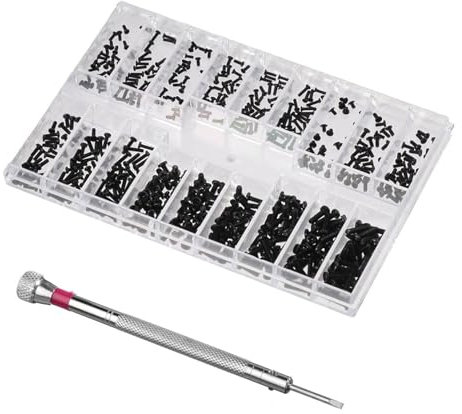 Kit de Vis pour Ordinateur Portable, Micro Vis de Réparation, Vis pour Lunettes, Kit de Vis de Réparation Vis pour Ordinateur Portable, Appareil Photo Numérique,Lunettes,avec Tournevis,Noir,500 Pièces