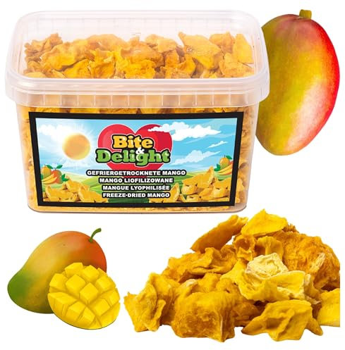 Bite & Delight 500g Mango Liofilizada Crujiente y Dulce – Snack Saludable en Doypack, Sin Azúcar Añadido, Fruta Deshidratada Natural