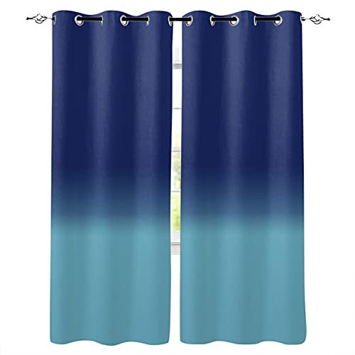 ZGCLHHM Cortinas azul oscuro, azul claro, sencillas, creativas, 76 x 84 pulgadas (38 x 84 pulgadas x 2 pesos), cortinas opacas para dormitorio, cortinas con ojales para sala de estar, cortinas