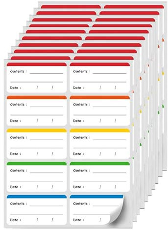 Removable Freezer Food Labels – Easy Peel Off Waterproof Self Adhesive Food Stickers for Kitchen Food Container– 10 Labels per Sheet