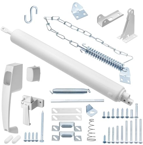 Bitray Bildschirm- und Sturm-Türschließer-Set, weiß, robuster Bildschirm und Sturmtür-Druckknopf-Verriegelungs-Set