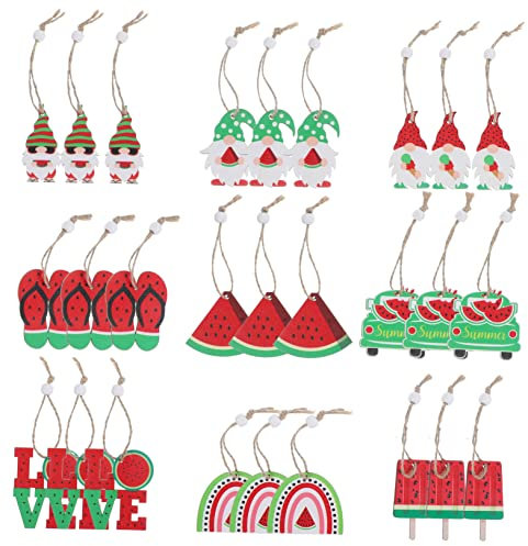 BATHVEVE Wassermelone Party Dekorationen Set Holz Obst Hängende Ornamente Tropical Hawaiian Thema Decor
