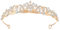 TIESOME Strass Kristall Tiara, Diadem Hochzeit Krone Stirnband Prinzessin Elegante Krone Braut Hochzeit Stirnbänder Abschlussball Geburtstagsfeier Haarschmuck Schmuck Geschenke für Frauen(gold)