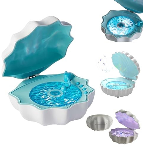 Creative Ocean - Lámpara de concha con altavoz Bluetooth, luz estéreo pequeña Bluetooth, reproductor de discos de vinilo Bluetooth retro para decoración de mesa de dormitorio