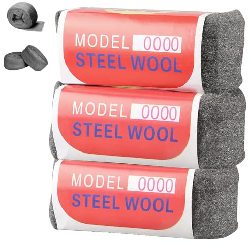 Stahlwolle, 3 Rollen 100g 0000 Stahlwolle, 4m Drahtwolle 0000, Poliert Drahtwolle, zum Oberflächenbehandlung im Nassbereich, für Garagen und Gärten