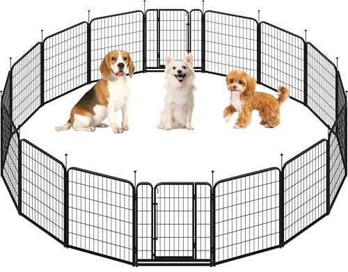 Yaheetech Welpenlaufstall 16-teilig 80cm, Hundeauslauf Einteilige Verriegelung, Verbindungsstangen mit rundem Kopf, Faltbare Freilaufgehege für Hunde Wohnung und Garten, Aufbau werkzeugfrei