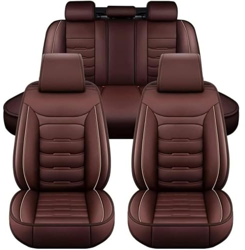 Ufgwhirl Full Set Auto Sitzbezüge für Mitsubishi ASX,5 Sitze Universal Autoschonbezug Autositzzubehör,Wasserdicht PU-Leder Autositzkissen für die meisten Autos-Coffee