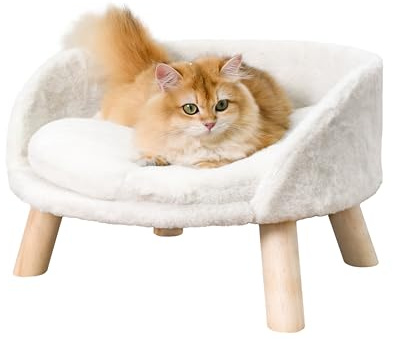 BingoPaw Canapé pour Chien, Lit Chien Chat Surélevé Fauteuils pour Chiens avec Coussin Déhoussable, 51.5x51.5x32cm