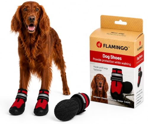 hundeschuhe - Gayo - 2 Stück - rot - L - 8,1x7,4x13,6 cm - atmungsaktives Mesh - Harte Sohle - rutschfest - reflektierend