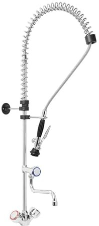 Robinet Douchette Pro avec Mélangeur et Col de Cygne – Eau Chaude/Froide – Cuisine Professionnelle – Pré-rinçage Haute Pression – Made in Italy (R0101020111)