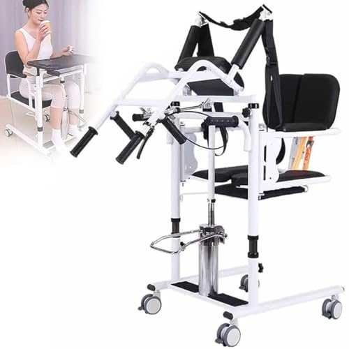 UIBAO Hydraulischer Patienten-Hebestuhl für Heimgebrauch,Lifter mit Rollen,höhenverstellbar (41-65cm),180° Seiteneinstieg,für Transfer zwischen Bett,Rollstuhl,Bad und Toilette,200kg Black