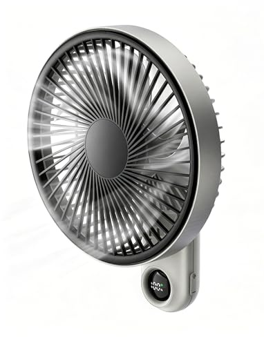 Hoofun Portable Hand Desk Fan, 5 Speeds & LED Display, 3600mAh with Suction Cup Headrest Mount, Detachable Hand Fan for Car, Travel, Camping, Home, Outdoor Holiday Gifts for Women Men Kids