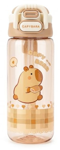 FloralGrace Botella para Beber con Tapa Y Llavero, Adorable Cantimplora con Pajilla De Silicona, Vaso con Pico, Portátil Y Resistente Al Calor (620ml | A)