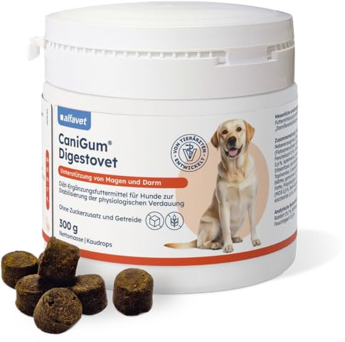 Alfavet CaniGum Digestovet Kaudrops | 300 g | Diät-Ergänzungsfuttermittel für Hunde | Unterstützung von Magen & Darm