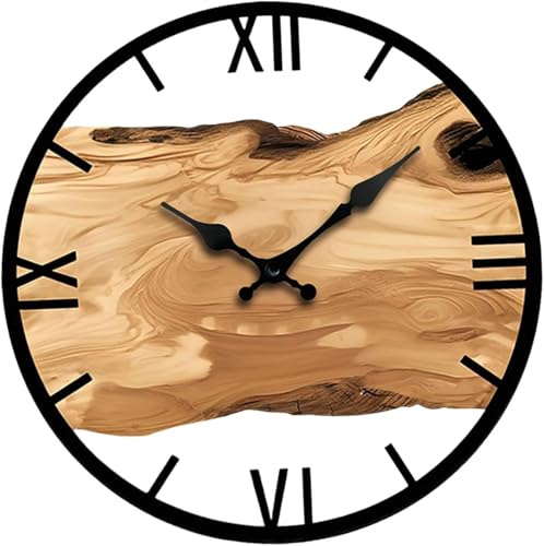 SIDUISDH Wanduhr Holz, zum Aufhängen Rustikale Wanduhr Braune Römische Ziffern