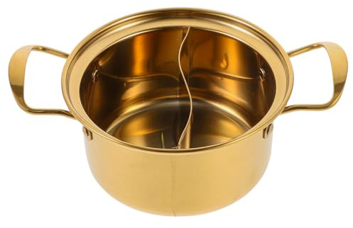 POPETPOP Cazo Acero Inoxidable Dorado para Cocinar Sopa y Ramen, Olla de Cocina Práctica y Duradera Diseño Simple y Multifuncional