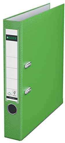 Leitz Qualitäts-Ordner 180° Plastik, das Original, A4 Aktenordner 5 cm schmal, 90% Recycling-Karton, 30% Pre-Consumer Recycling-Kunststoff, Mit 180° Mechanik, 350 Blatt Kapazität, Hellgrün, 10155050