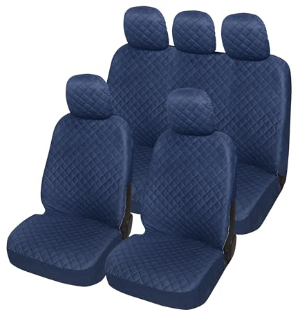 Lupex Shop Trap_bs Coprisedili Auto Universale Trapuntato Blu Scuro, Set Copri-Sedile fodere per Anteriori e Posteriori, Accessori Interni Auto