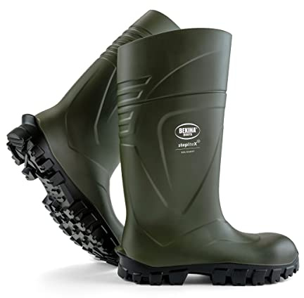 Bekina Bottes de sécurité pour Hommes et Femmes avec Embout et Semelle en Acier pour Une sécurité et Protection Complet, Application dans l'agriculture, Isolation -30 degrés, Vert, EU 40