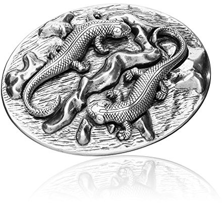 FREDERIC HERMANO Gürtelschnalle Buckle 40mm Metall Silber Geschwärzt - Buckle Reptilian - Dornschliesse Für Gürtel Mit 4cm Breite - Silberfarben Geschwärzt