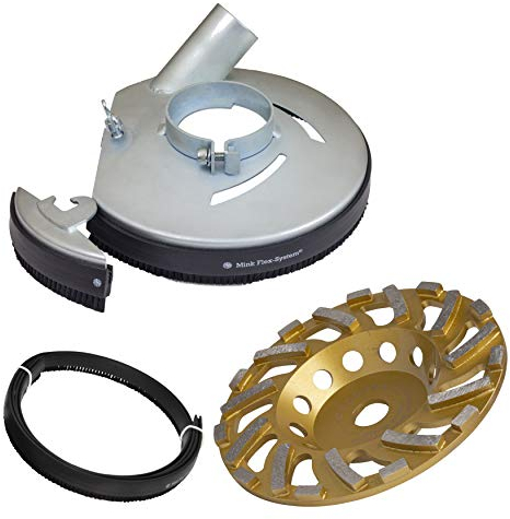 Metall Absaughaube für Winkelschleifer Ø 230 mm inkl. 1x Schleifteller Premium & Ersatz-Bürstenband 650 mm