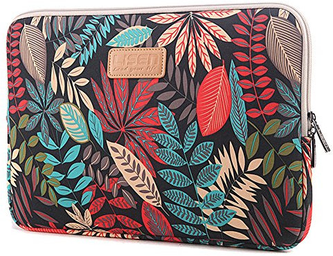 ZiXing 13 Zoll Laptoptasche Farbige Blätter Muster Canvas-Gewebe Notebook Sleeve Hülle für Apple MacBook/Acer/Asus/Dell/Fujitsu/Lenovo/HP/Samsung/Sony/Toshiba Schwarz