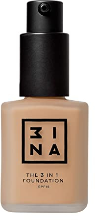 3INA MAKEUP - Vegan - The 3 in 1 Foundation 214 - Kupfer - Grundiert und kaschiert - Foundation mit mittlerer bis hoher Deckkraft - Langlebige Formel - SPF15 - Matte Finish - Cruelty Free