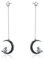 NewL Damen-Ohrringe Stern Mond Hexe 925 Sterling Silber Zirkonia, Stern, Mond, Hänger, Silber, Sterlingsilber, Zirkonia